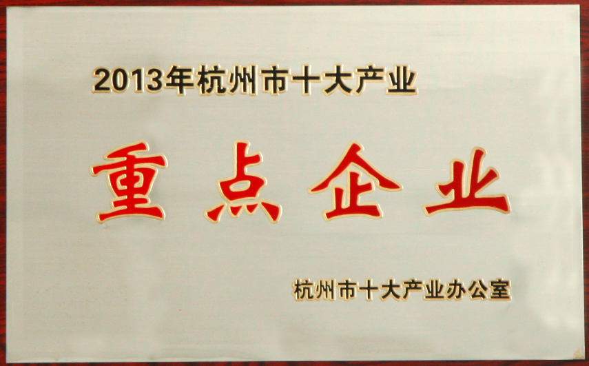被授予“杭州市十大產(chǎn)業(yè)” 重點(diǎn)企業(yè)